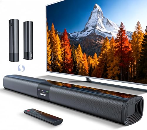 Image of Saiyin Sound Bar for Smart TV, Detachable Soundbar TV Speaker with Bluetooth/ARC/Optical/AUX Input, Super Diaphragm Driver and 3 Preset Sound Effects for TV/PC/Projector.