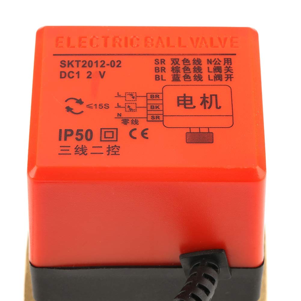 Nikou Zmotoryzowany zawór kulowy, zawór kulowy 12 V DC 12 V G1-1/2" DN40 mosiężna kula, 2-drożny napędzany siłownik, zawór kulowy, sterowanie przewodem, elektryczny zawór kulowy do klimatyzatora