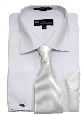 Solid Classic Dress Shirt with Tie, Hankie & French Cuffs SG27