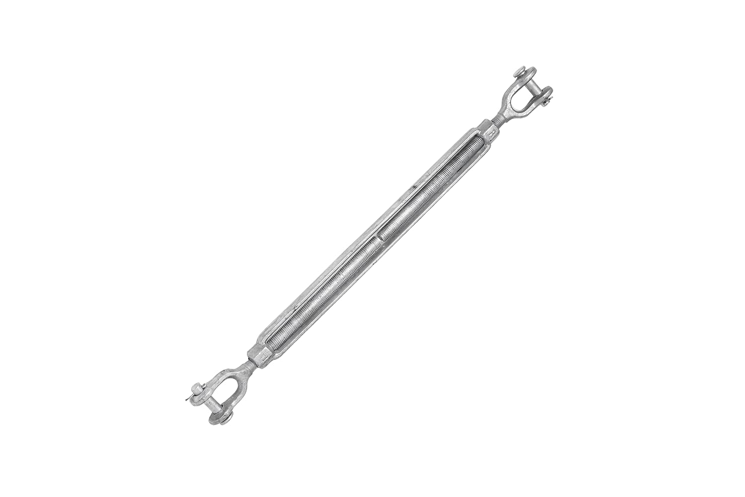 Indusco TB034IM28 Hot Dipped Drop Forged Galvanized Steel Jaw and Jaw Turnbuckle, 5200 lbs Working Load Limit, 3/4" Threaded Diameter x 18" Take Up, 29" Length