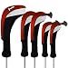 Golf Club Head Covers Woods Driver Fairway Hybrid 3/4/5 Set, Headcovers Men 1 3 5 7 X Interchangeable Number Tag, Fit Nike Ping Mizuno Titleist 460CC (Red 5 Pack, 1 Driver&2 Fairway&2 Hybrid)