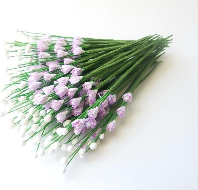 25 Tiny Purple Daisy Bouquet Paper Flower Mulberry for Artificial Craft Scrapbook Embellishment Accessory DIY, Puple Color, Size 1.5 cm. image 4