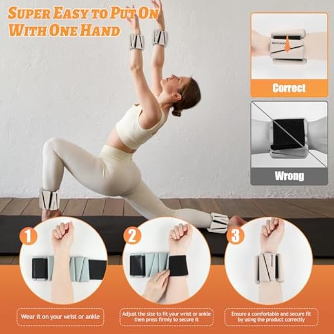 Ankle Weights Set of 2 (1 lb/2 lb/3 lb Each) Adjustable Wrist Weights for Women Men Wearable Arm Leg Weight for Pilates, Running, Walking, Workout, Yoga