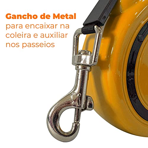 Guia para Cachorro Retrátil Amarelo 3 metros - Casambiente