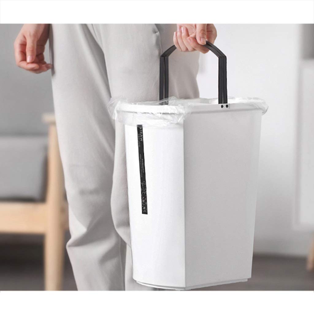 Garbage Can Trash Can Garbage Plastic Trash Can Household with Lid Rectangle Bathroom Wastebasket Indoor Recycling Box Sanitation Desktop Trash Can (Color : Brown) (Brown)