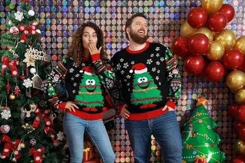 Light-Up Dancing Christmas Tree Sweater with Tinsel - Image 3