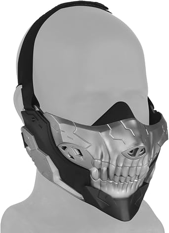 Adjustable Breathable Skull Face Mask,Cyberpunk Skull Half Mask For Cs Wargame Halloween Cosplay Costume Party