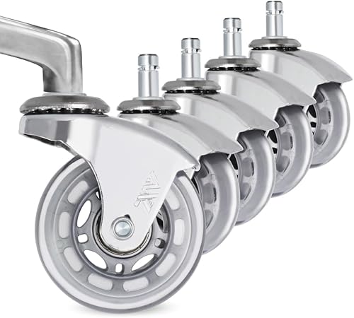 Ruedas de repuesto para silla de oficina, ruedas giratorias resistentes de 2.5 pulgadas, soporte de curva, ruedas para sillas rodantes rápidas y