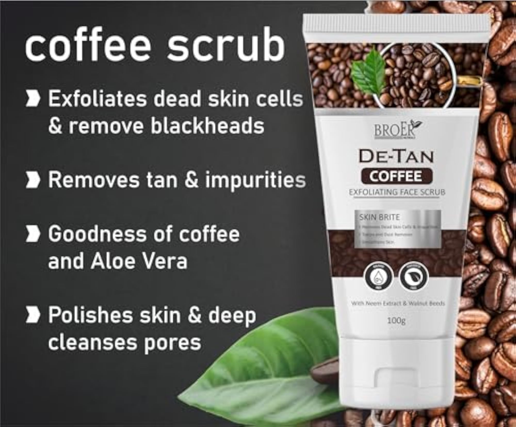 De Tan Exfoliating Coffee Face Scrub, 100g