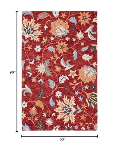 Tapete decorativo rectangular rojo y naranja 5x8 ft miniatura 2