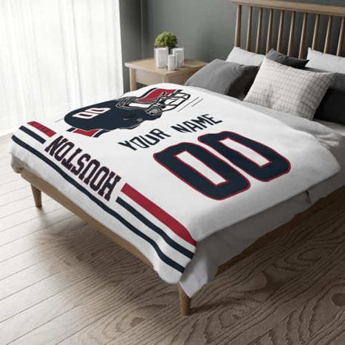 Image of Houston Throw Blanket Custom Name and Number Personalized Gifts for Men and Women