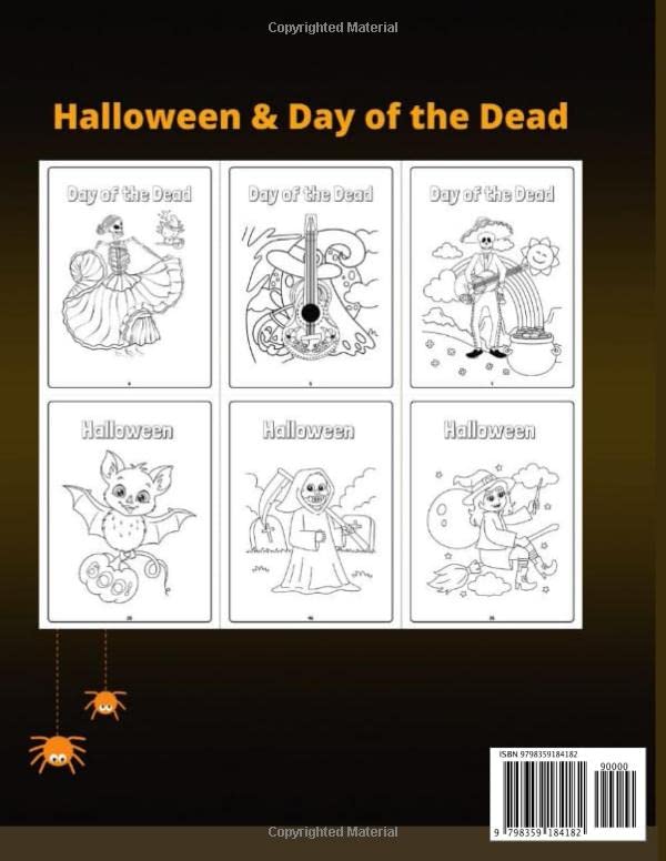 Miniatura 2 de HALLOWEEN AND DAY OF THE DEAD. COLORING BOOK Libro para colorear de Halloween y dia de muertos en inglés para niños a partir de 2 años50 páginas