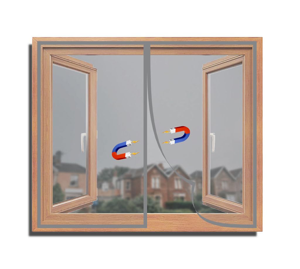 TurtleGrip Polyester Magnetic Window Mosquito Net with Self Adhesive Hook Tape Windows -Height 120 cms X Width 120 cms (47x47 inches or 4x4 feet - Grey) DIY Installation, Durable and Long-Lasting-image-21