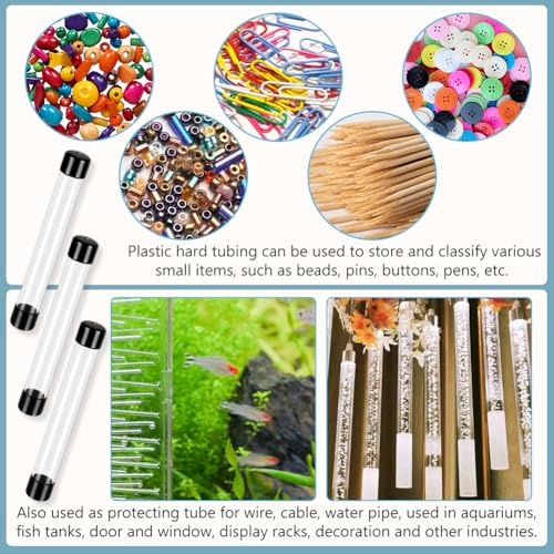 Image of AHANDMAKER 5Pcs Clear Plastic Tubes with Caps, 8 Inch x 0.9 Inch Rigid Storage Tube, Portable Transparent Container Tube for Incense Sticks Beads Pens Small Item Storage