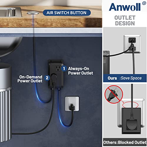 ANWOLL Garbage Disposal Air Switch Kit -Professional- Dual Outlet, Sink Top Waste Disposer On/Off, Garbage Disposal Button, UL Listed by ANWOLL - Used condition - Image 3