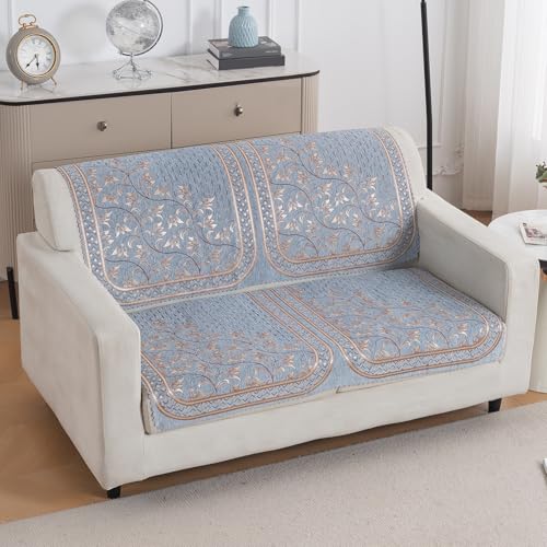 Image of HOKIPO Neel Baari Premium Chenille Jacquard Sofa Cover for 2 Seater for Seat & Back, 'Royal Aangan Series' (IN-1007-L3*2)