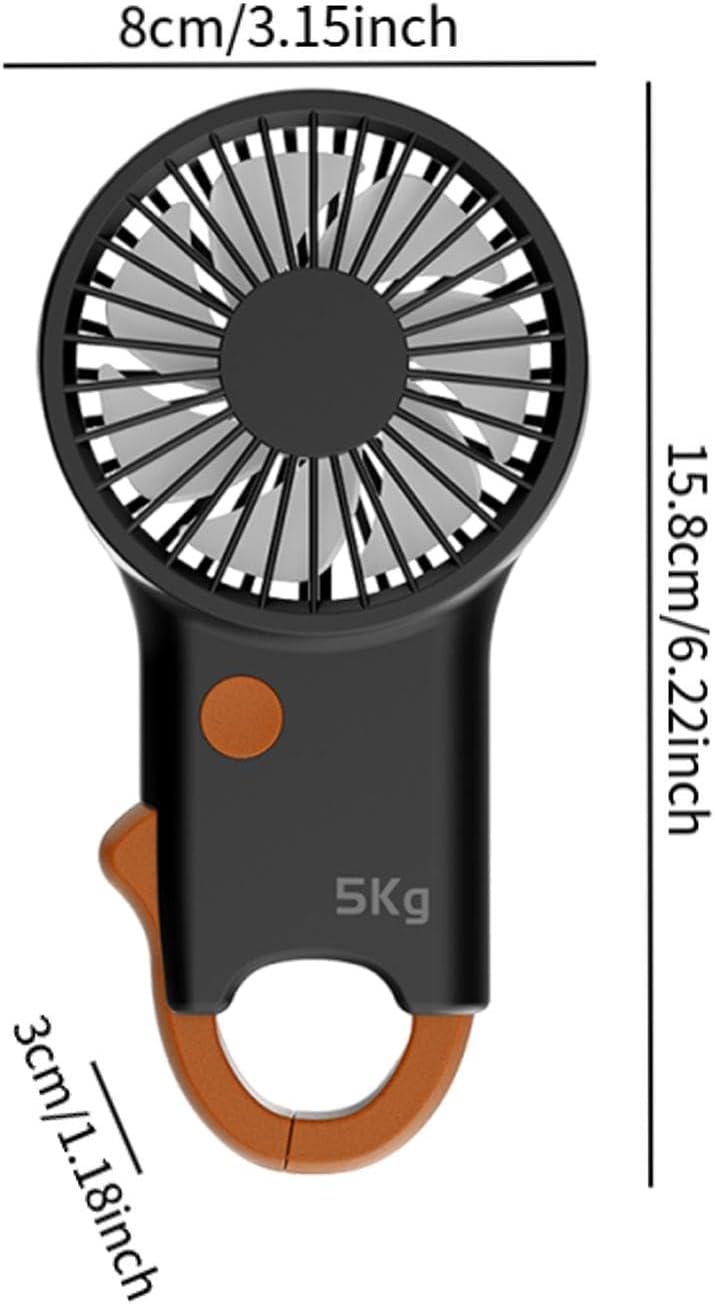 Portable Handheld Fan Personal Cooling Device with Grip Strengthener Compact 2 in 1 Wearable Electric Suitable for Gym, Orange image 4