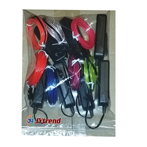 Image of 7 Pack 9ft Neon Light El Wire w /Battery Pack (Green, Blue, Red, Orange, Purple, White, Pink)