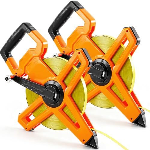 2 Pcs 328ft/100m Open Reel Steel Tape Measure, Dual Scale