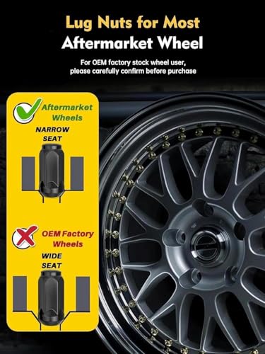 Image of MIKKUPPA M14x1.5 Lug Nuts - Replacement for Chevy Silverado 1500 Traverse Colorado Tahoe, GMC Sierra Savana Aftermarket Wheel, Black 4pcs Wide 23mm Closed End Bulge Acorn One-Piece Tire Lug Nut