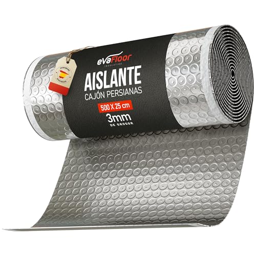 Evafloor Rollo Aislante Persianas Cajón Autoadhesivo 5m X 25 Cm Aísla Frío, Calor Y Corrientes De Aire Ahorro Energético Mayor Confort 1 Rollo