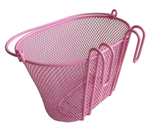 Biria Basket With Hooks Pink, Front, Removable, Wire Mesh Small Kids Bicycle Basket, Pink #TOP1
