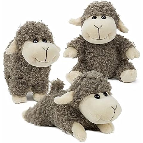 Tiny Heart Stuffed Animal Sheep Lamb Plush Toy 3 Pcs Sheep Stuffed Animal Cute and Soft Toy Plush Sheep for Kids Boys and Girls Lamb Toys Grey Cover