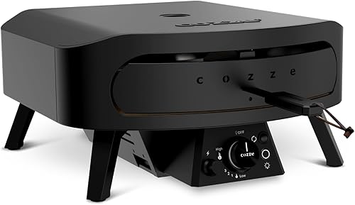 Cozze® 17" Rotate Gas Pizza Oven Black Edition - Rotating Cordierite Stone Ø43cm, 8kW, Door Included, 30mbar - 3