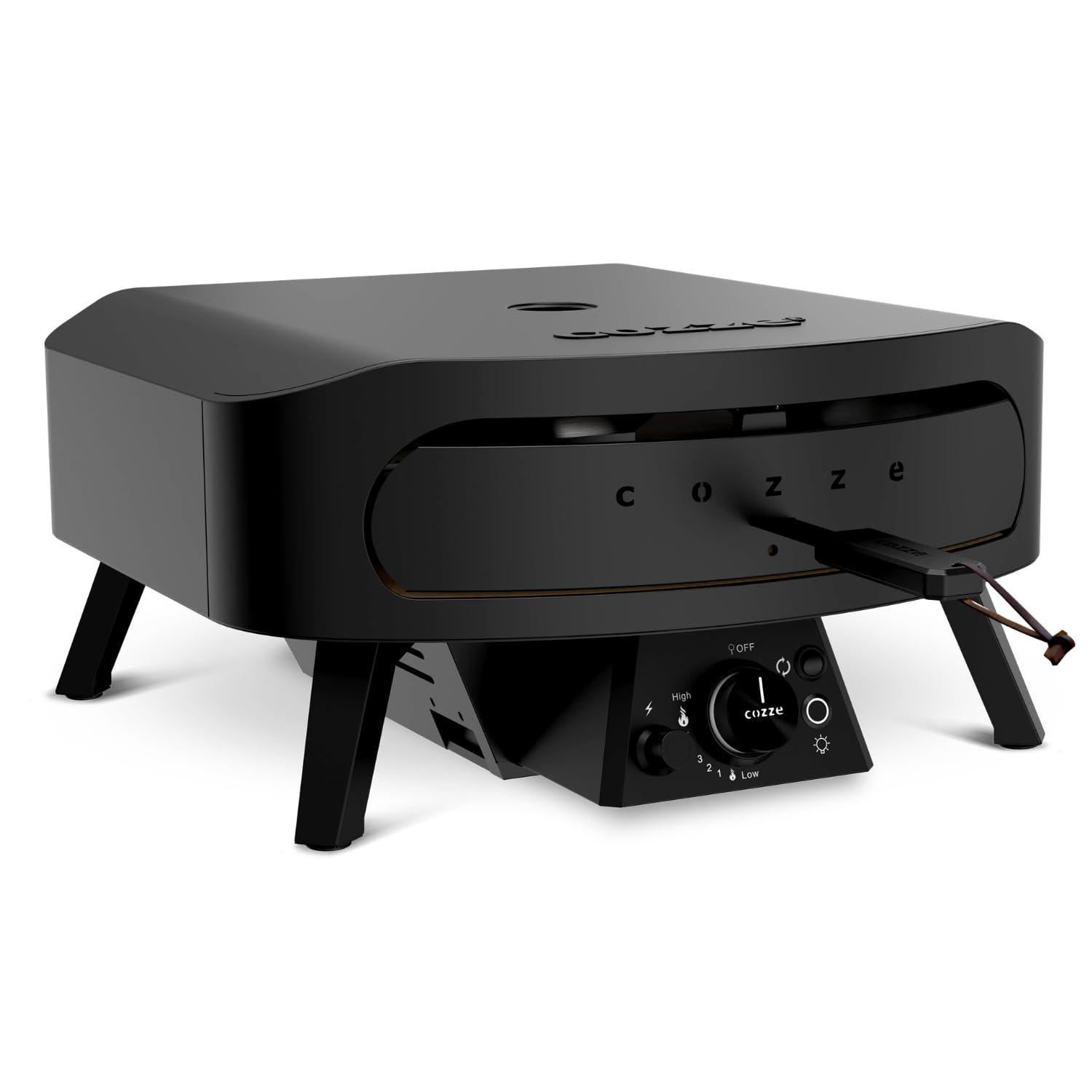 cozze® 17" Four a Pizza Gaz Pierre Rotative Édition Noire Ø43 cm │Four à Pizza Extérieur 600°C – Cuisson en 2 minutes