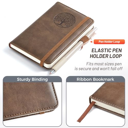 Image of Small Pocket Notebook, Leather Journal Mini (Purple)