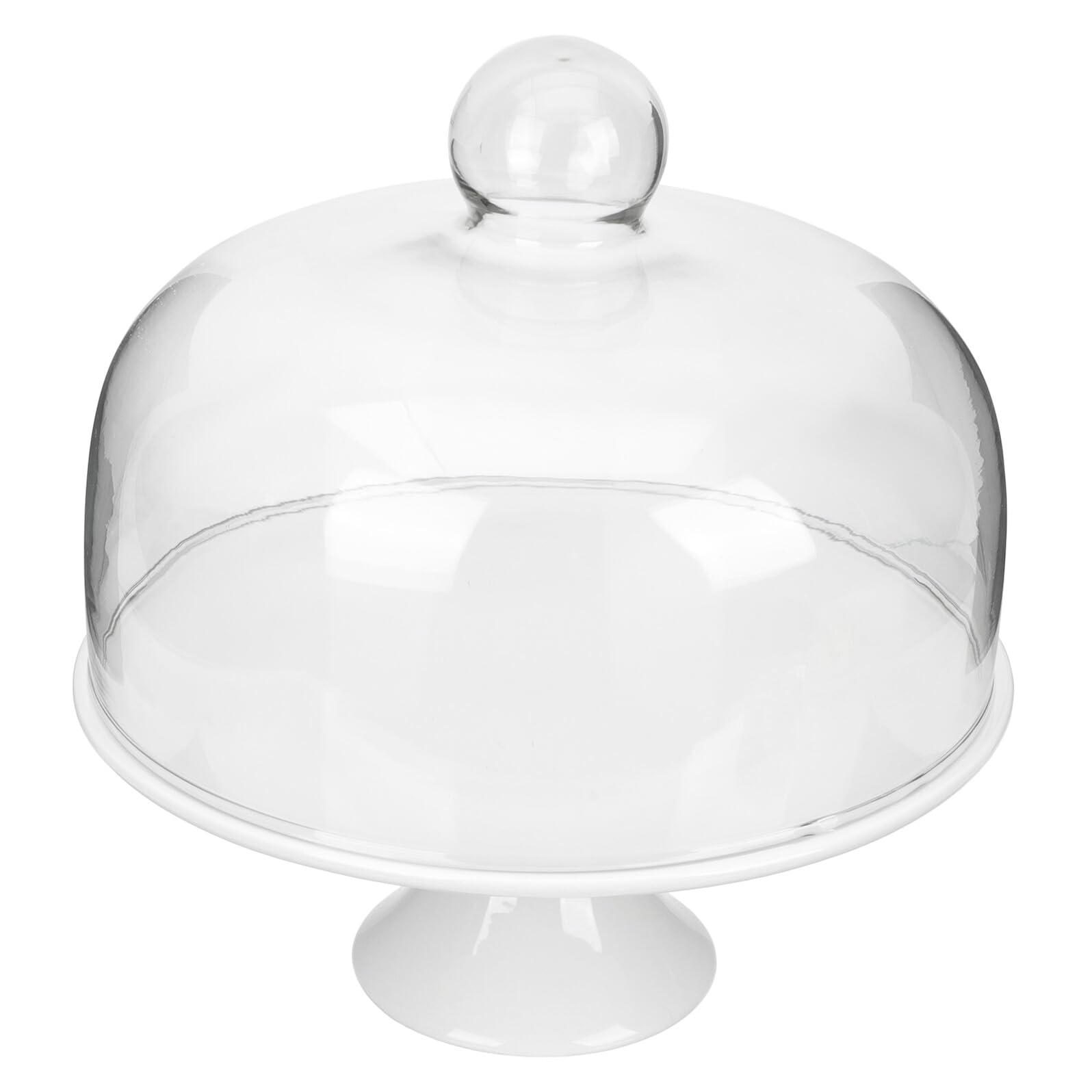 iplusmile Soporte para Tartas con Base Alta de Cerámica y Vidrio con Tapa de Cristal Plato de 10 Pulgadas para Postres Frutas y Aperitivos Expositor para Fiestas y Celebraciones