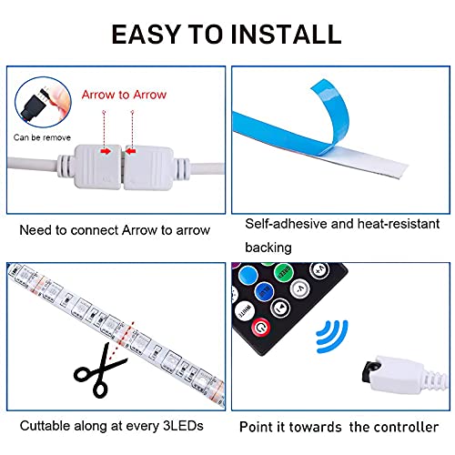 LED Strip Lights, 65.6 Feet RGB LED Light Strip App Control for Room Lighting, Color Changing Tape Lights Kits with Remote, Flexible Music Sync LED Strip for Home Kitchen