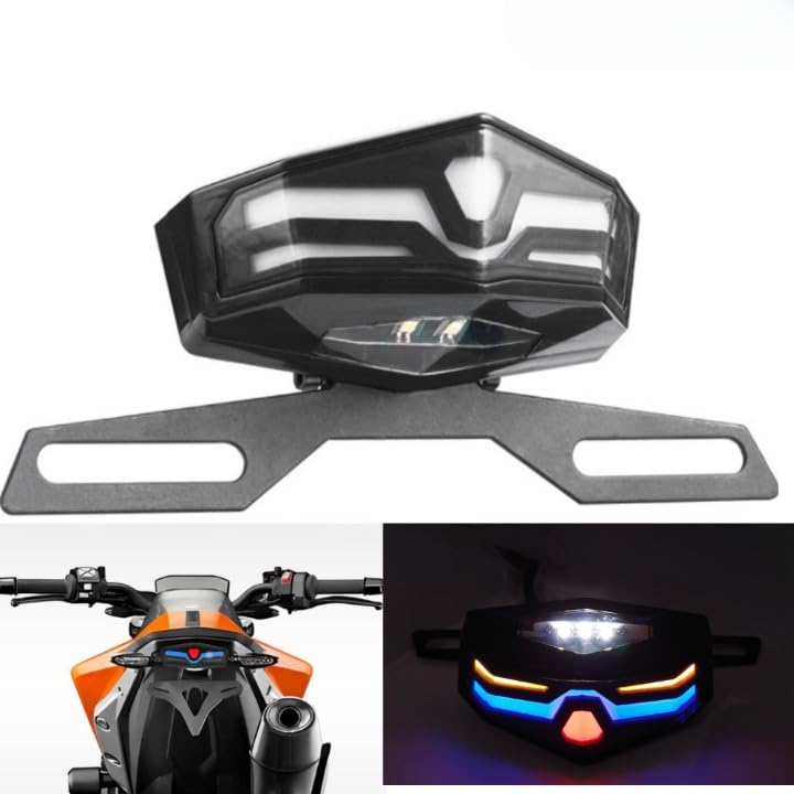 Autozap Tail LED Turn Signal With License Number Plate & Indicator Light for Universal Bike - Pack of 1