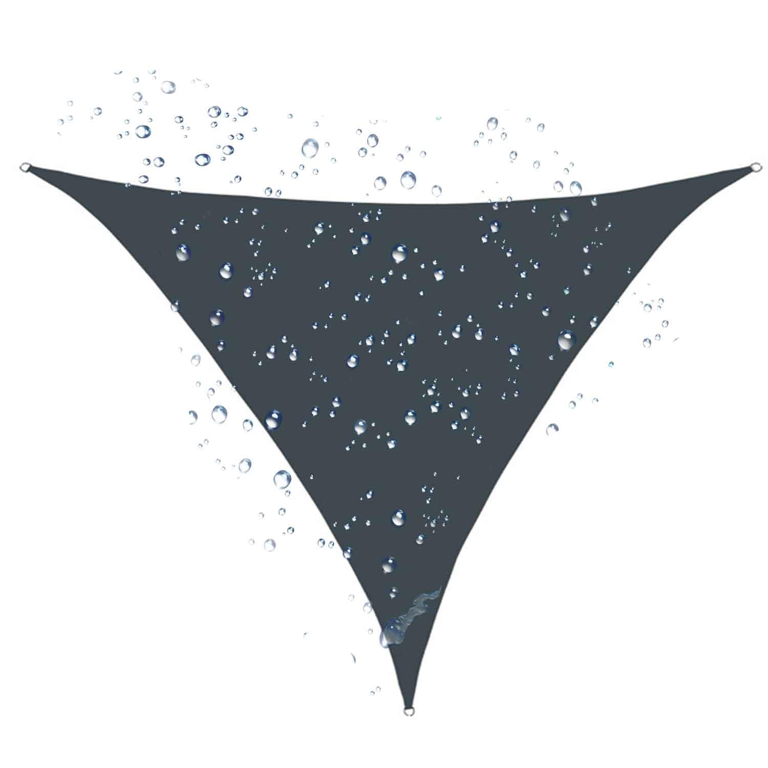 Voile d'ombrage triangulaire imperméable gris anti-UV contre la chaleur de la terrasse