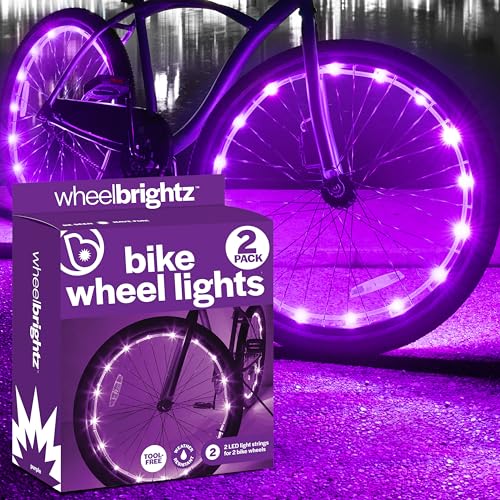 Brightz WheelBrightz 2-Pack Purple LED Bike Wheel Lights - Universal Fit, Water Resistant, 150...