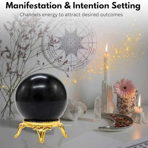 Image of Certified Shungite Crystal Ball for Meditation - Premium Crystal Vastu Items for Home and Feng Shui Items for Good Luck - Ideal for Pooja Supplies and Spiritual Practices (1.5 inch Inch)