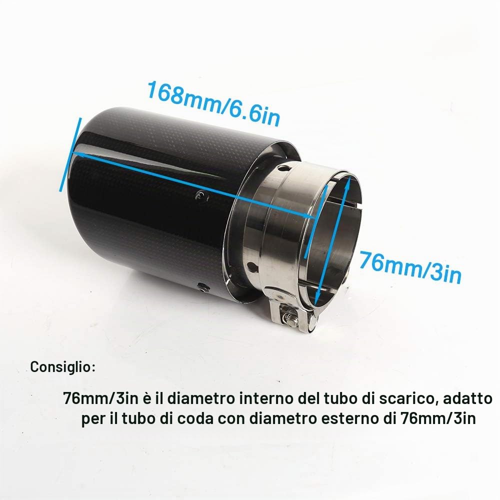 76mm Punta marmitta di ricambio universale da 3 "Punta di scarico per tubo di scarico per camion Gola di coda