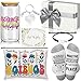Remerry 7 Pcs Science Teacher Appreciation Gifts Include 16 oz Glass Cup Cosmetic Bag Socks Keychain Bracelet Card and Gift Box Ideas Thank You Basket for Science Teacher from Students