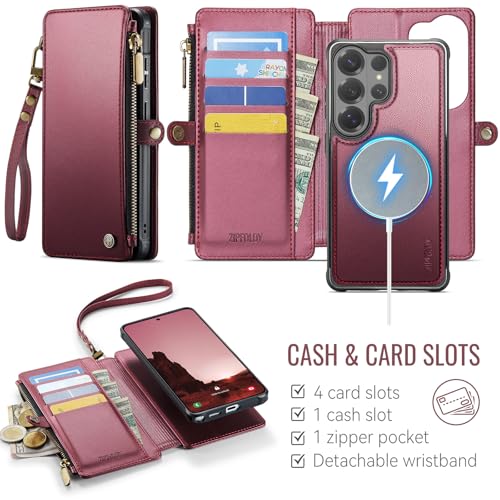 ZipFoldy for Galaxy S26 Ultra - Phone Case Wallet Magnetic, Burgundy by ZipFoldy - Used condition - Image 2