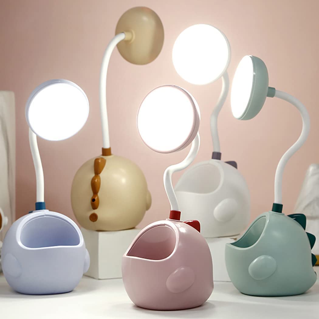 BM Ecom Dinosaur Rechargeable LED Touch On/Off Table Lamp Desk Light Led Eye Protection 360° Rotation Eye Protection Student Study Reading Table Lamps USB Charging for Study