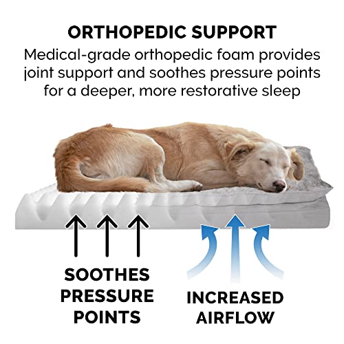 Furhaven Orthopedic Dog Bed For Large Dogs W/ Pillow Cushion Top & Removable Washable Cover, For Dogs Up To 95 Lbs - Minky Plush & Suede Pillow Top Mattress - Titanium Gray, Jumbo/Xl #TOP7