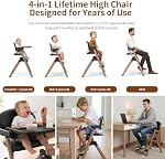 High Chair, Foldable High Chairs for Babies and Toddlers Ultra Safe for Infant or Adults Up to 150 Lbs, Easy Clean, Removable Tray/Adjustable Footrest for Baby Feeding HighChair, Black