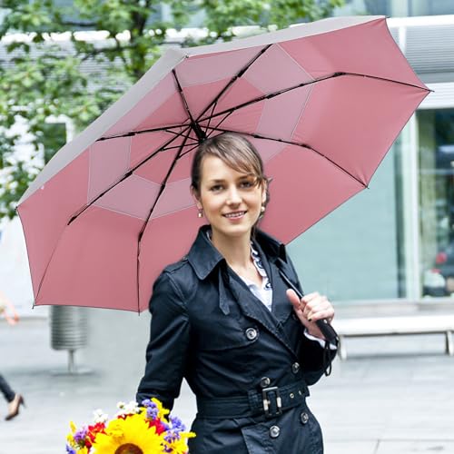 Image of G4Free UPF 50+ UV Protection Travel Umbrella 42 46 inch Windproof Silver Coating Sun Blocking Umbrella