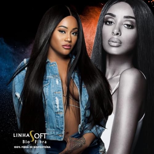 Cabelo Liso Orgânico Bio Fibra Premium Linha Bio Macia Estylo Mulher Entrelace 70cm 340g Textura, Br