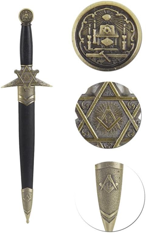 Miniatura 5 de Daga masónica de hoja de acero inoxidable con brújula cuadrada Masón símbolo masónico en relieve, cuchillo espada regalo para hombres