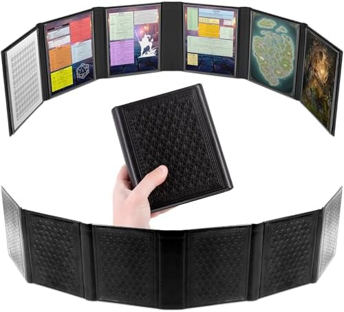 CASEMATIX Miniature DM Screen - 6-Panel Faux Leather Mini Dungeon Master Screen for TTRPGs, Compact DND DM Screen for Optimized Player Connection & Immersive Tabletop RPG Sessions with Low-Profile