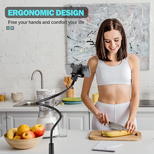 Shawe Handy Halter für Bett, Schwanenhals Handy Halterung - Flexible Lang Arm Handyhalterung Ständer für iPhone 16 15 14 13 12 11 Pro XS Max X 8, Samsung S10 S9, 4-6,5 Zoll Geräte