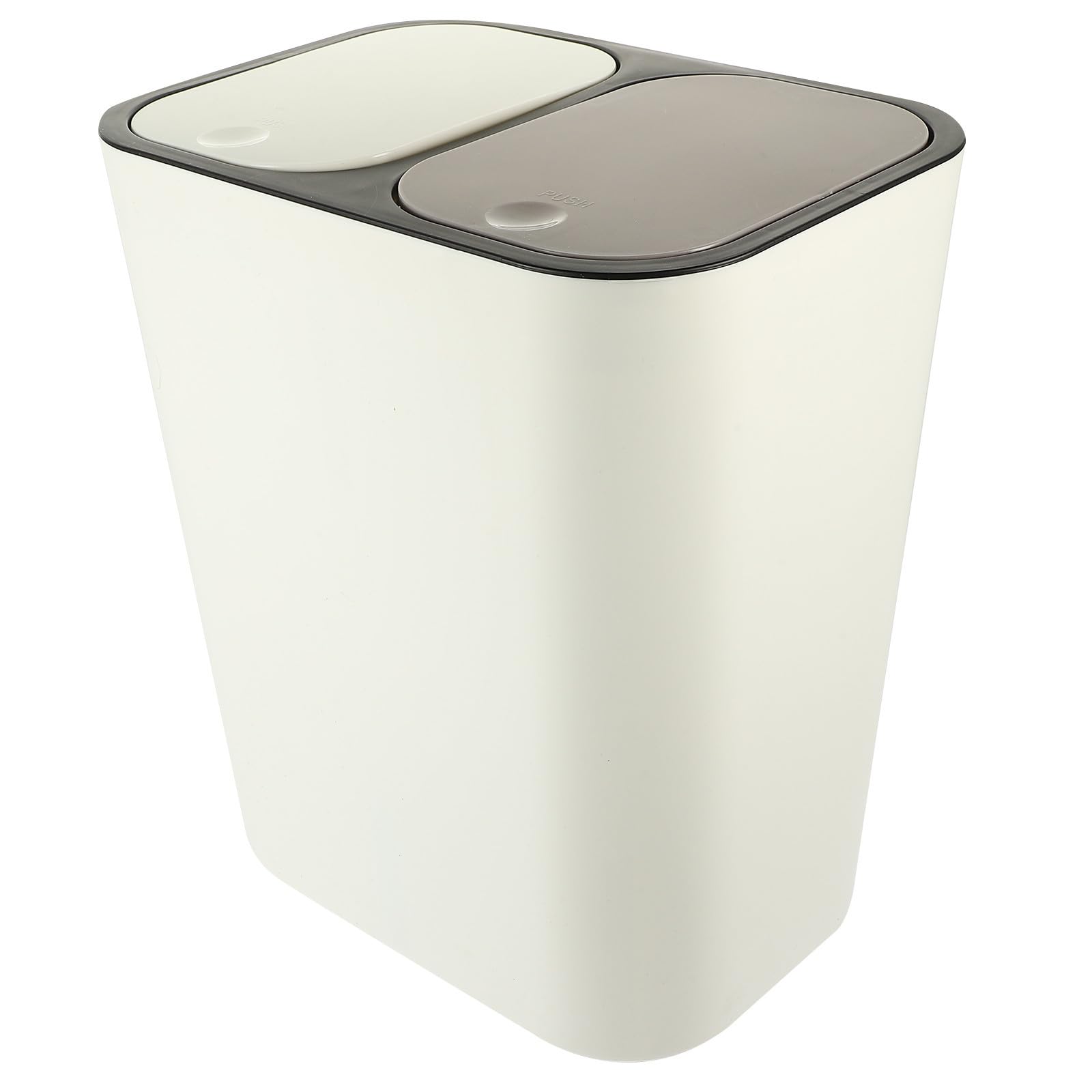 GANAZONO Doble Compartimento de Pp Blanco Diseño Simple y Versátil para Cocina y Hogar Tapa y Función de Pulsador