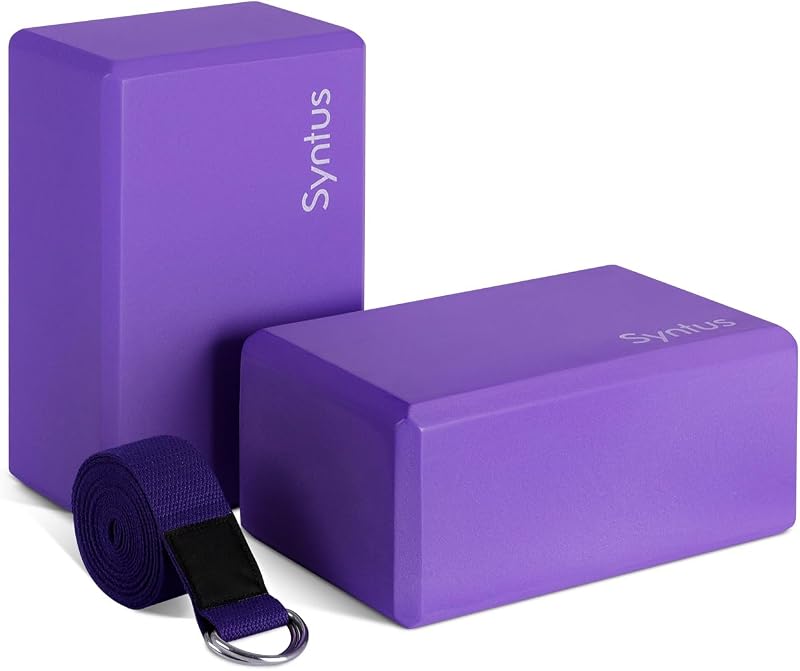 Yoga Block & Strap Set for Fitness, Pilates, Stretching and Toning | Natural Cork, EVA, 9×6×4 in, Eco-Friendly, Strong Support, Easy to Grip, Anti-Slip, Yoga, Pilates, Stretching Use