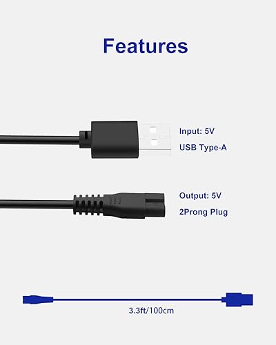 Miniatura 5 de uijino Ceenwes - Cable de carga para cortar perros, cable de carga USB de 5 V para CEENWES para cortadoras de pelo de mascotas, cable de carga de
